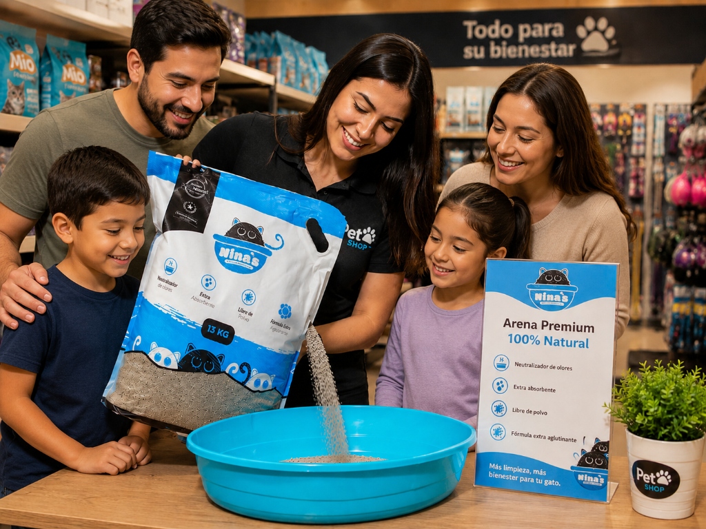 Familia comprando arena Nina's